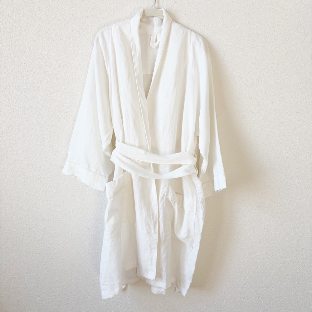 Baloo Paloma French Linen Robe White Size S/M Luxury Neutral Minimalist Coastal